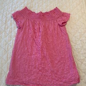 Michael Kors Pink Crinkle Off the Shoulder Top